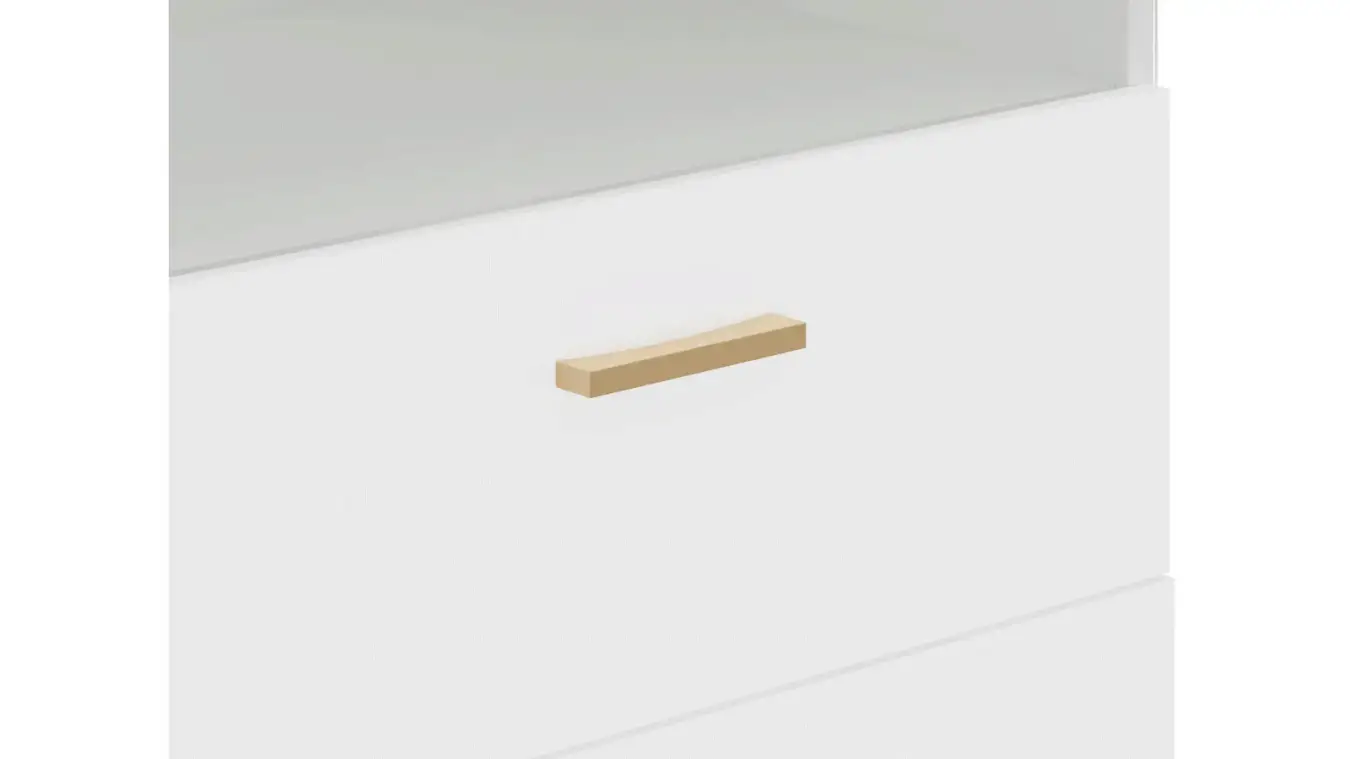 Шкаф однодверный с ящиками и стеклом Helmi, цвет Гикори кингстон+Белый блеск фото - 6 - большое изображение