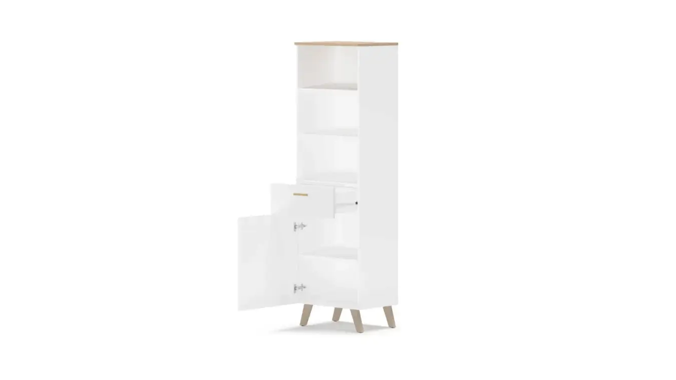 Шкаф однодверный с ящиком Helmi, цвет Гикори кингстон+Белый блеск фото - 5 - большое изображение
