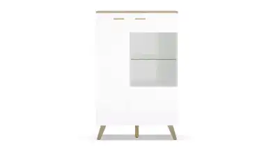 Шкаф двухдверный со стеклом Helmi, цвет Гикори кингстон+Белый блеск фото - 4 - превью