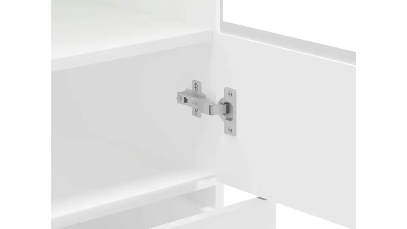 Шкаф однодверный с ящиками и стеклом Helmi, цвет Гикори кингстон+Белый блеск фото - 7 - большое изображение