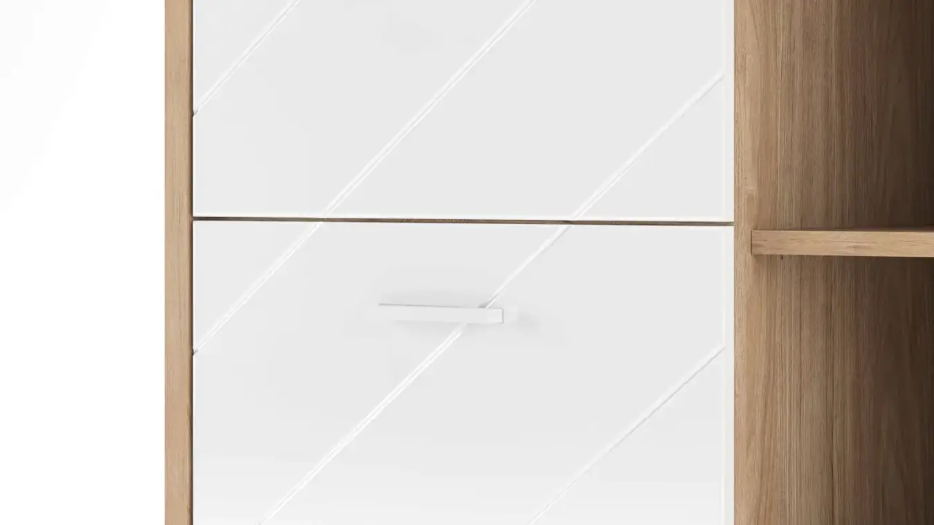 Тумба однодверная с ящиком Agira, цвет Гикори кингстон+Белый блеск фото - 5 - большое изображение