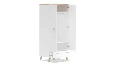Шкаф двухдверный с ящиком Helmi, цвет Гикори кингстон+Белый блеск фото - 4 - превью