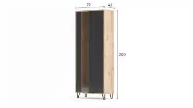Шкаф двухдверный со стеклом Agira, цвет Гикори кингстон+Антрацит фото - 9 - превью