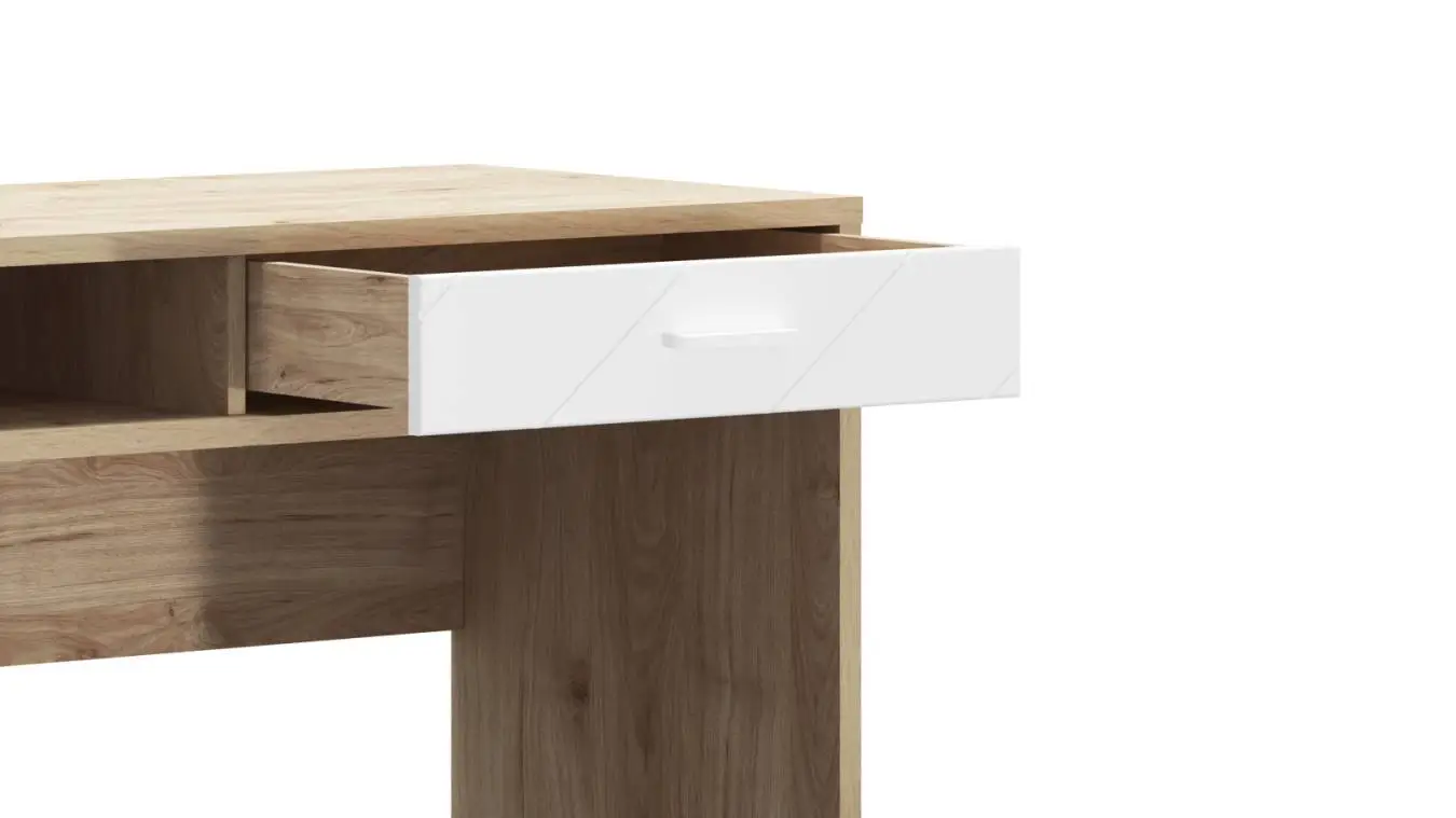 Стол с ящиком Agira, цвет Гикори кингстон+Белый блеск фото - 6 - большое изображение