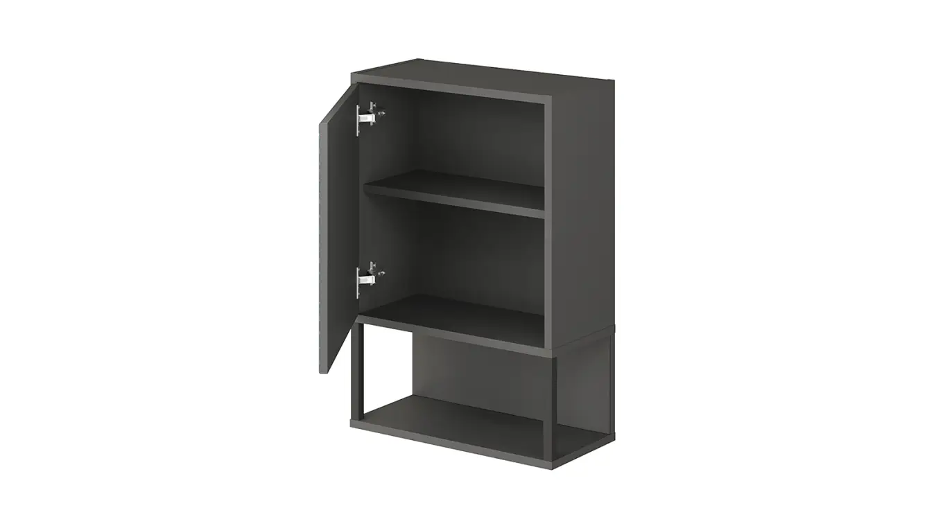 Шкаф навесной Lothar, цвет Черный Графит + Мрамор светлый фото - 2 - большое изображение