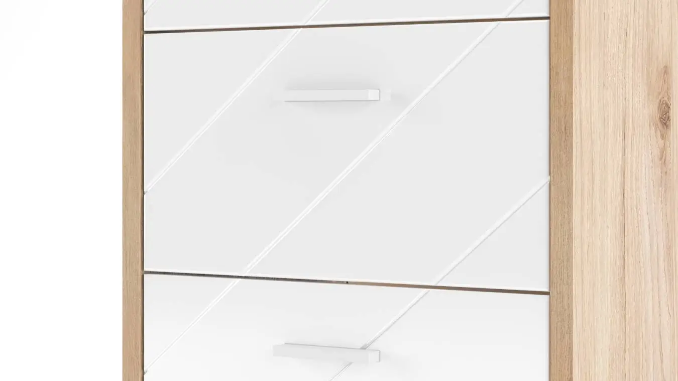 Шкаф однодверный с 2 ящиками Agira, цвет Гикори кингстон+Белый блеск фото - 6 - большое изображение