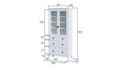 Шкаф витрина с 3 ящиками Terek, цвет белый фото - 4 - превью