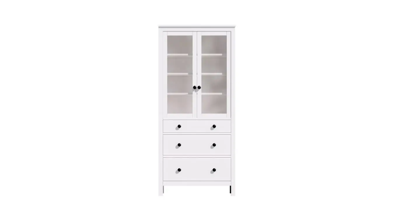 Шкаф витрина с 3 ящиками Terek, цвет белый фото - 2 - большое изображение