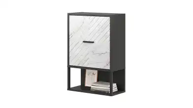 Шкаф навесной Lothar, цвет Черный Графит + Мрамор светлый фото - 1 - превью