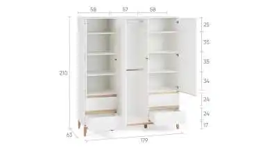 Шкаф трехдверный Orel, цвет: Белый премиум + Дуб сонома фото - 11 - превью