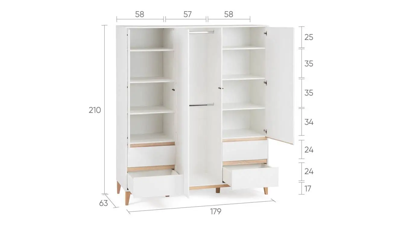 Шкаф трехдверный Orel, цвет: Белый премиум + Дуб сонома фото - 11 - большое изображение